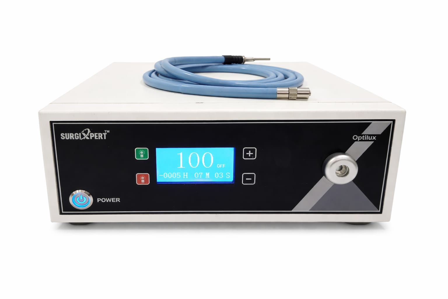 SurgiXpert OptiLux LED Light Source with Fiber Optic Cable – High Intensity Illumination for Endoscopy